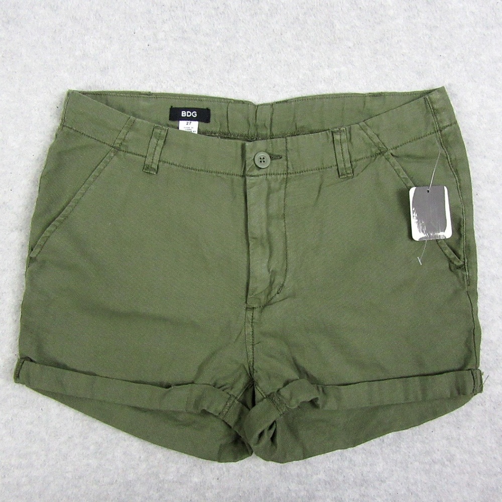 Womens Juniors Shorts Olive Green